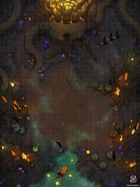 [oc][art] Fey Halloween Battle Map 30x40 R Dnd