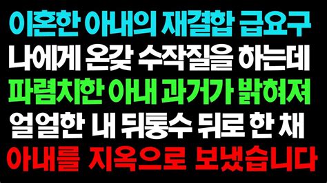 실화사연 이혼한 아내의 재결합 요구하며 나에게 온갖 수작질을 하는데 파렴치한 아내 과거가 밝혀져 아내를 지옥으로 보냈습니다ㅣ