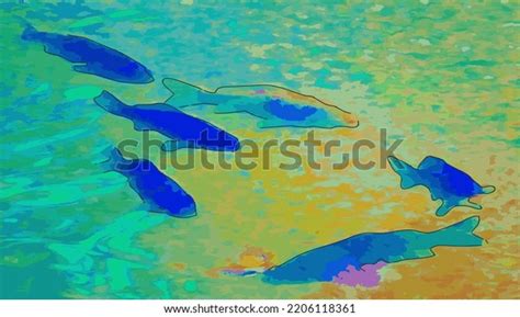 Pastel Colored Fishes Swimming Pastel Pond Stock Vector (Royalty Free) 2206118361 | Shutterstock