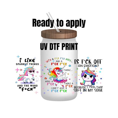 Uv Dtf Sticker Print Trio Of Unicorns Decal Tumbler Decal Permanent