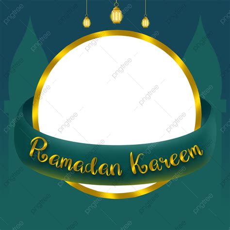 Islamic Ramadan Twibbon With Lantern Twibbon Green Ramadan Png