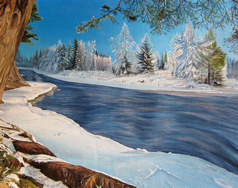 Pintura Moderna y Fotografía Artística Paisajes con Nieve Oleos de