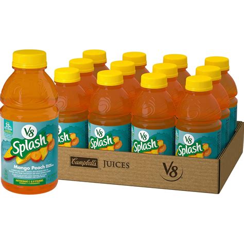 Buy V8 Splash Mango Peach Flavored Juice Beverage 16 Fl Oz Bottle Pack Of 12 Online At Lowest