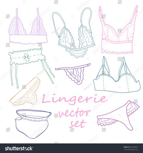 Hand Drawn Lingerie Colored Vector Set Stock Vector Royalty Free Shutterstock
