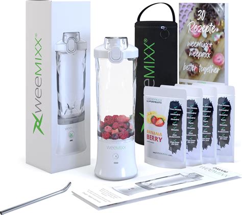 Amazon De Weemixx Tragbarer Smoothie Mixer Set Mini Mixer Mobiler