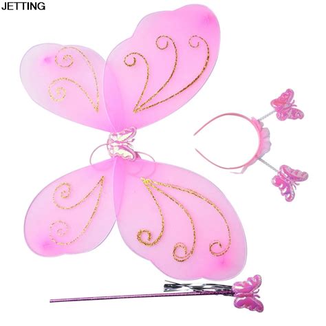 3pcsset Lovely Party Costume Princess Girl Kids Butterfly Wing Wand