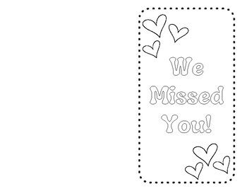 We Missed You Card (Color and Write in) by Anna Lauren Mathis | TPT