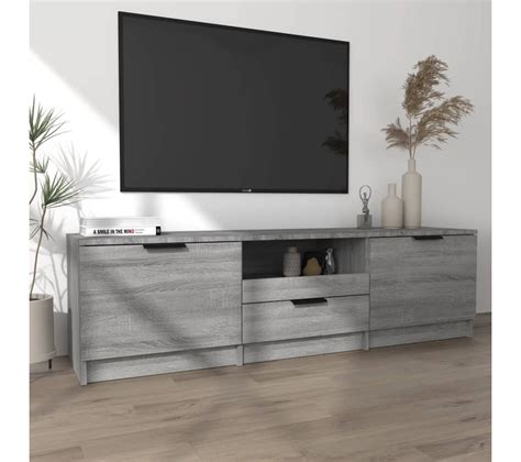 Meuble TV Sonoma Gris 140x35x40 Cm Bois D ingénierie Meuble TV BUT