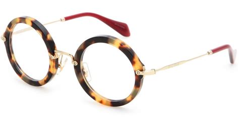 Miu Miu Optical Round Glasses In Brown Lyst