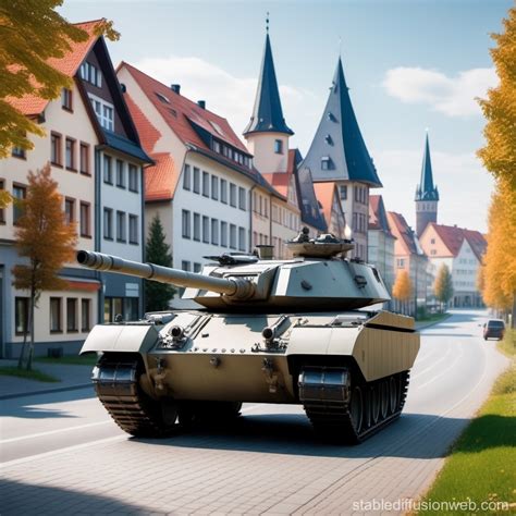 Modern German Tank in Futuristic City | Stable Diffusion Online