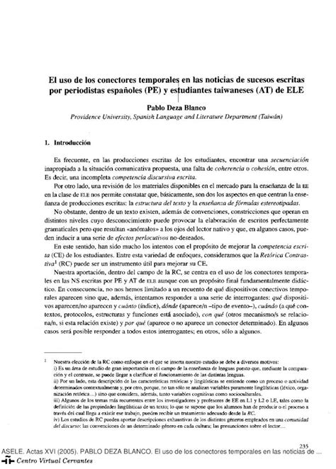 Pdf El Uso De Los Conectores Temporales En Las Noticias De · Pdf