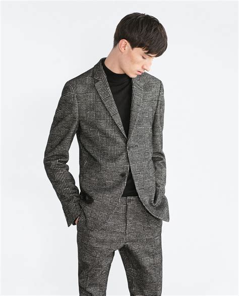 Zara Check Blazer In Black For Men Lyst