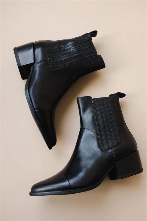 MARJA BLACK LEATHER BOOTS Leather Boots Black Leather Boots Chelsea