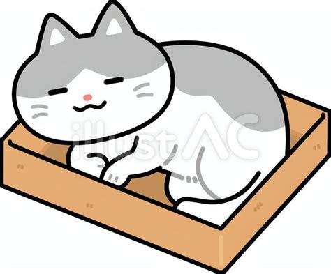 箱に入ってくつろぐ猫イラスト No 2297427｜無料イラスト・フリー素材なら「イラストac」