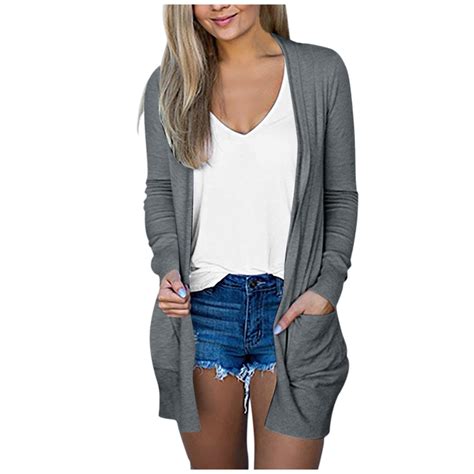 Long Sleeve Open Front Shrugs Lightweight Flowy Comfy Shrugs Womens