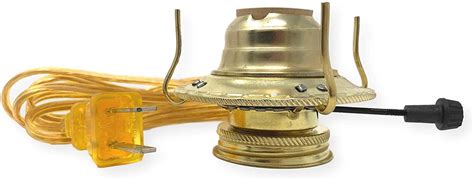 Light Of Mine Electric Burner Conversion Kit 2 Brass Plate Burner With Gold Cord Oil Lamp