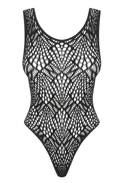 Netz Body Mit Teiligem Cut Out Am R Cken Schwarz Catsuits Bodys