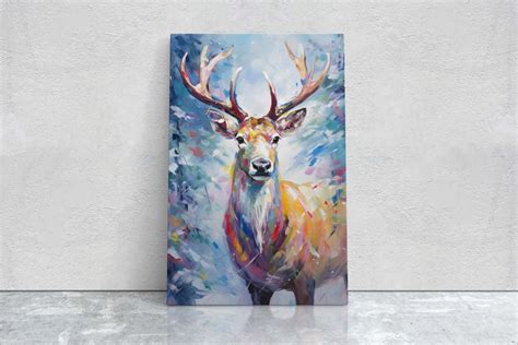 Reindeer Painting, Colorful Reindeer, Winter Art, Festive Decor, Xmas ...