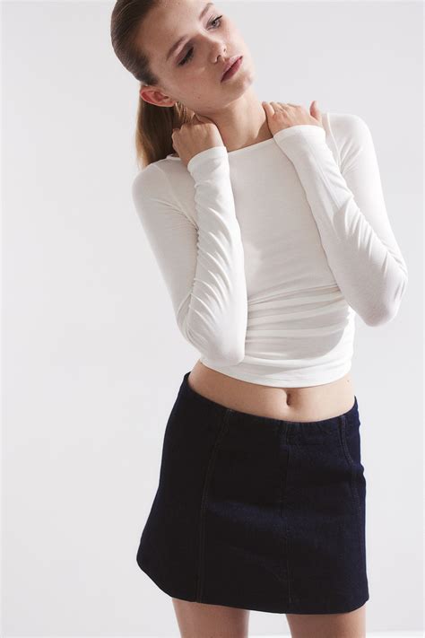 Gathered Jersey Top - Cream - Ladies | H&M US