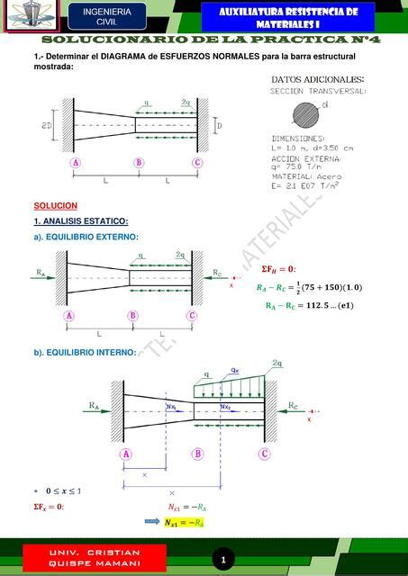 Diagrama De Esfuerzos Normales Cristian Quispe Mamani UDocz