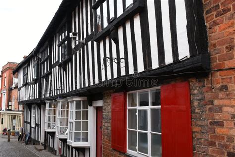 Historic Timbered Buildings Ledbury Herefordshire England Stock