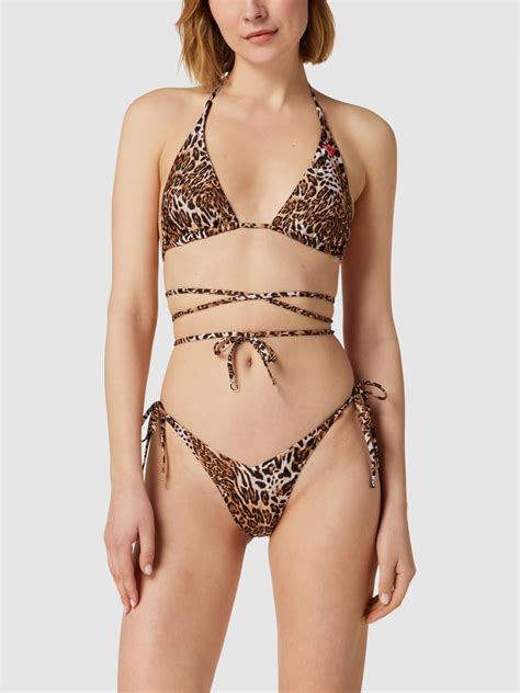 Kup online Guess Góra bikini ze zwierzęcym nadrukiem jasnobrązowy