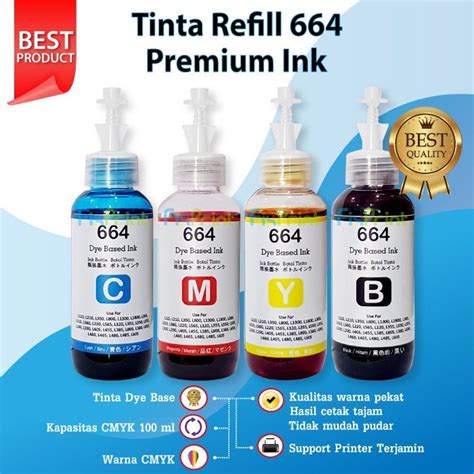 Paket Satu Set Cmyk Tinta Botol T Refill Epson L L L