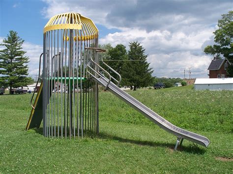 Oh Thornport Playground 4 Caged Slide At A Playground In Flickr