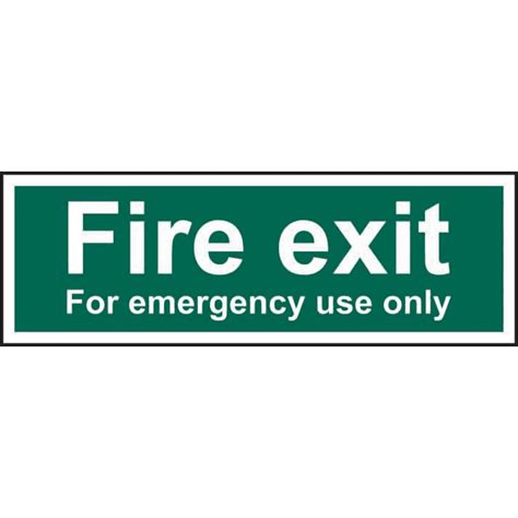 Fire Exit For Emergency Use Only Sign Non Adhesive Rigid 1mm Pvc Board 300mm X 100mm Rsis