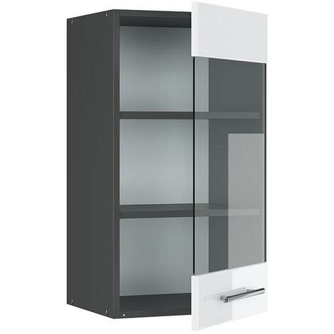 Armoire Suspendue En Verre Fame Line 40cm Blanc Brillant Anthracite Vicco