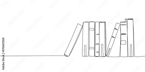 Old Books Are On The Shelf One Line Art Continuous Line Drawing Of