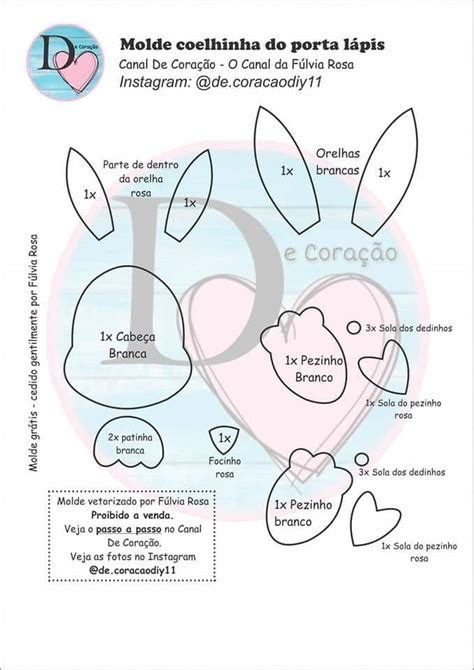 Coelho de Eva molde traíra para imprimir Ver e Fazer