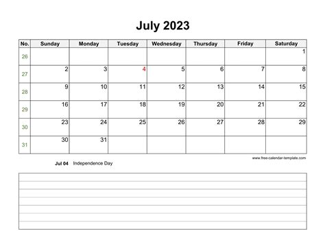 July 2023 Free Calendar Tempplate Free Calendar