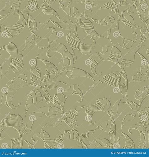 Embossed Floral Line Art Tracery D Seamless Pattern Ornamental Stock