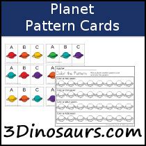 Dinosaurs Planet Pattern Cards For Ab And Abc Patterns