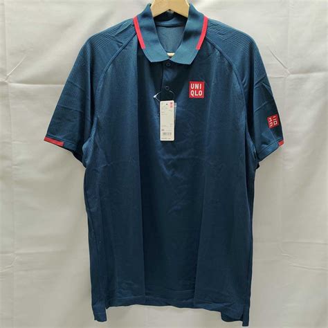 【未使用】【中古・未使用品】ユニクロ Rfドライex ポロシャツ半袖 Xxl ブルー メンズ Uniqlo ロジャー フェデラー