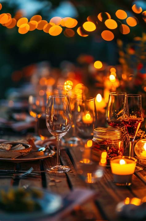 AI Generated A Table Full Of Wine Glasses With Candles On The Table