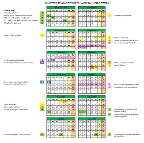 Calendario Escolar CEIP Virgen De Las Nieves