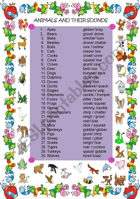 Animals And Their Sounds Exercise Esl Worksheet By Dahlia Eva Sue