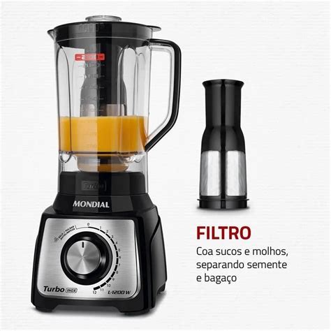 Liquidificador Mondial Turbo Black L Bi W Velocidades Preto