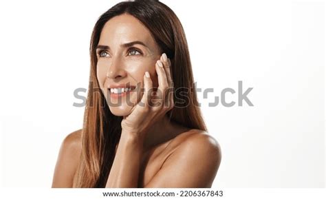 Beauty Portrait Mature Woman Smiling Hand Stock Photo Shutterstock