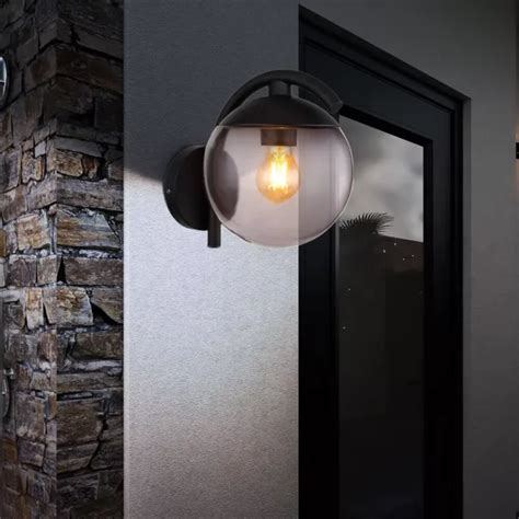 LAMPADA PARETE CASA Luce per Esterni da IP44 Retrò Vetro Fumé H 25cm