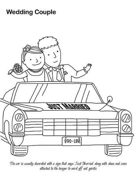 Wedding Couple In Car Coloring Page Coloring Books Wedding Coloring