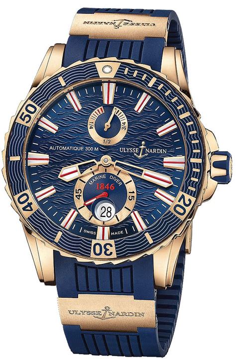 Ulysse Nardin Maxi Marine Diver Kt Rose Gold Blue Dial Men S Watch