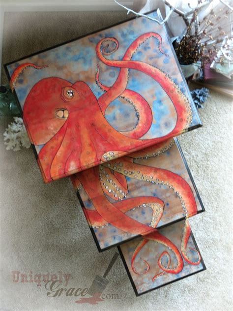 Three Nesting Tables With Octopus Design Octopus Design Octopus