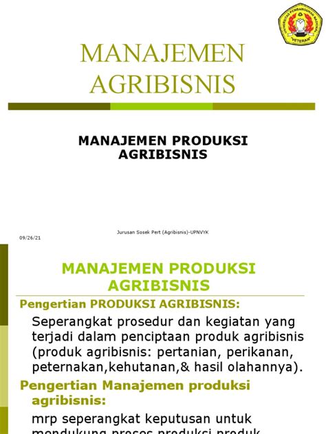 Manajemen Produksi Agribisnis Pdf