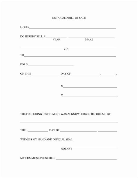 Bill Of Sale Printable Forms