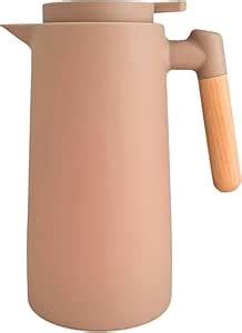 Garrafa Térmica Café Chá Leite Quente e Frio Litro Cor Nude Rose Cabo Madeira Detalhe Premium