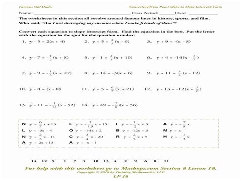 Point Slope Form Practice Worksheet