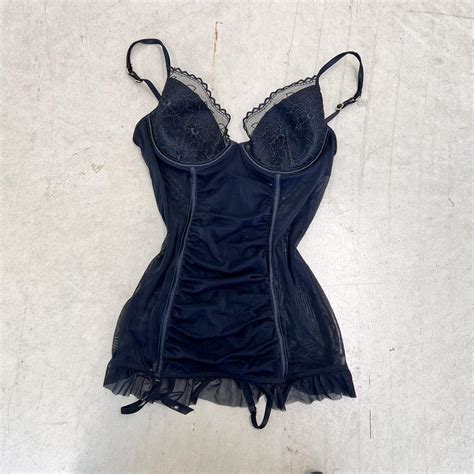 Y2k Black Lingerie Mini Dress Size Small No Flaws Depop